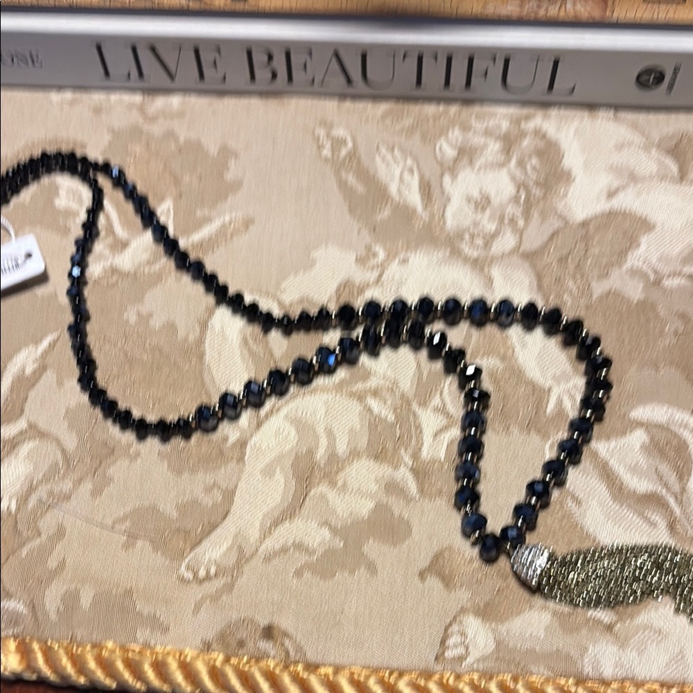 Ann Taylor Black Beaded Necklace Classic Design